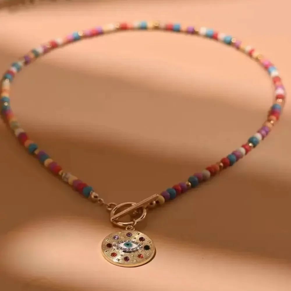 Multicolor evil eye Bead Necklace M709